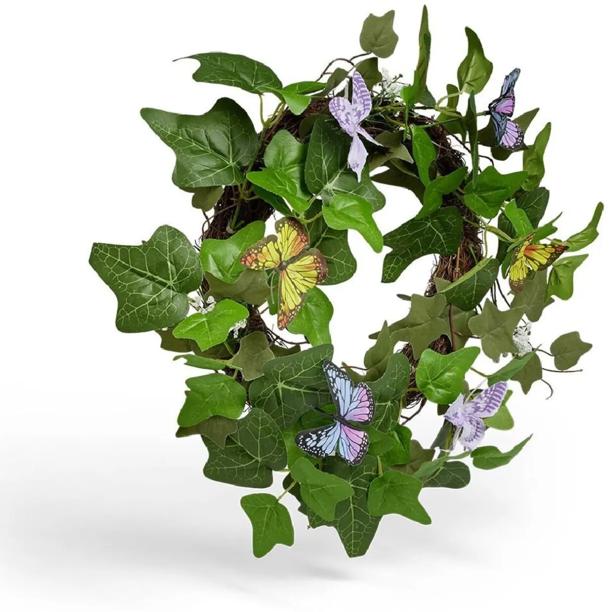 Couronne déco printemps lierre artificiel et papillons Ø45cm < Gifi Best
