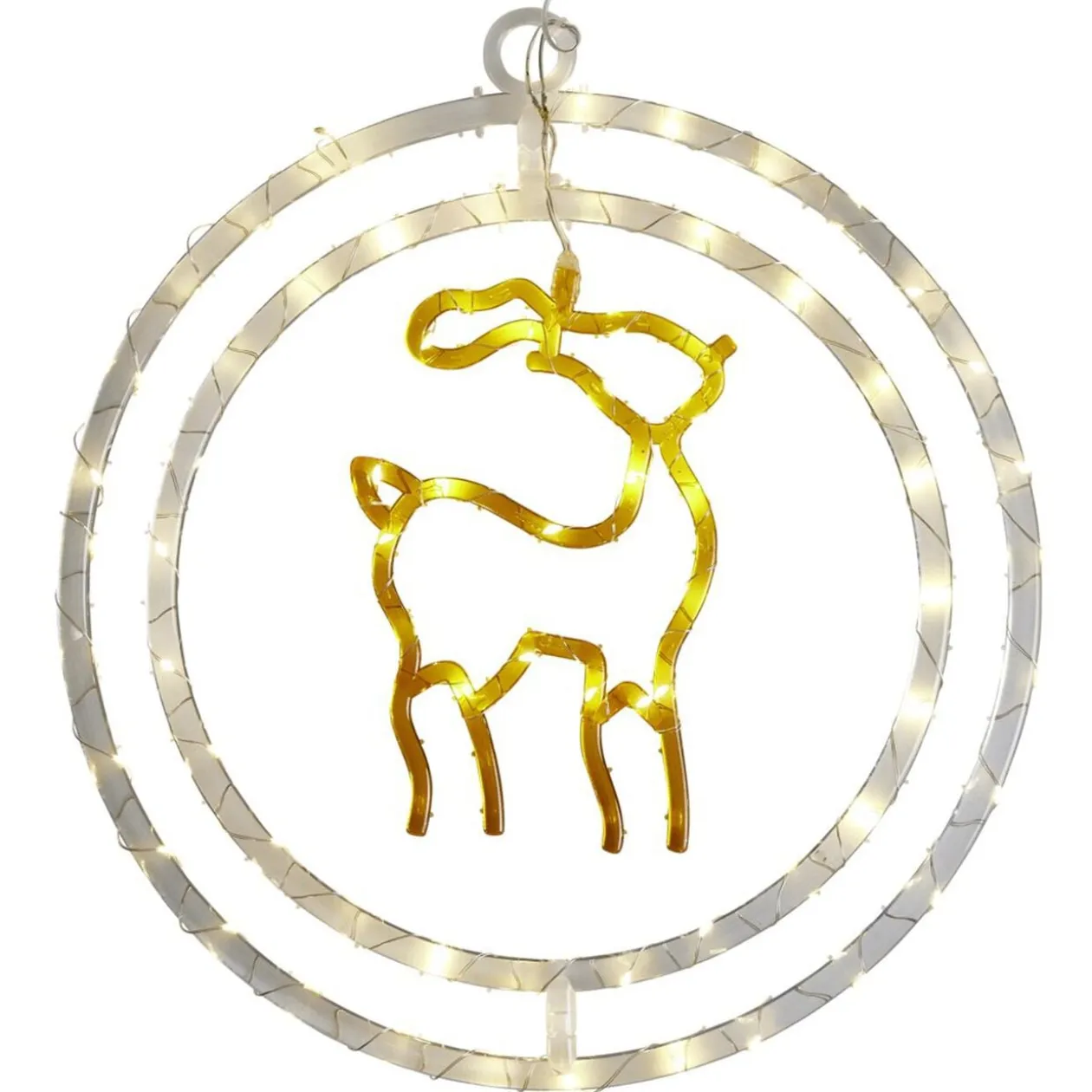 Couronne de Noël lumineuse 74LED sapin ou renne Ø36cm (2 modèles)