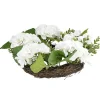 Couronne d'hortensias et feuillage 5 tiges Ø38cm