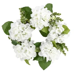 Couronne d'hortensias et feuillage 5 tiges Ø38cm