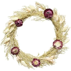 Couronne en paille et fleurs séchées Ø26 cm < Gifi Discount