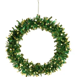 Couronne Noël artificielle vert/doré ou vert/rouge Ø30cm