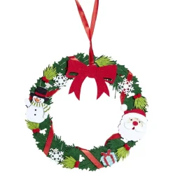 Couronne Noël feutrine à suspendre H25 cm