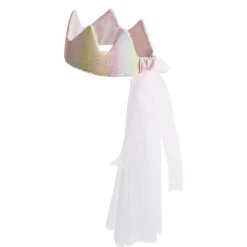 Couronne rose avec voile pour déguisement fille L47,5cm