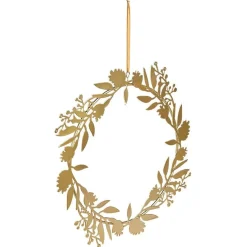 Couronne à suspendre feuillage doré en métal Ø30cm < Gifi New