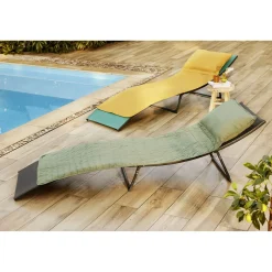 Coussin bain de soleil repose-tête intégré vert 60xL180cm