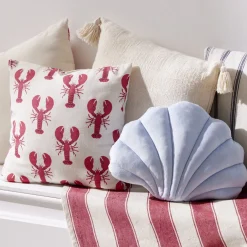 Coussin carré beige motif homard 40x40cm
