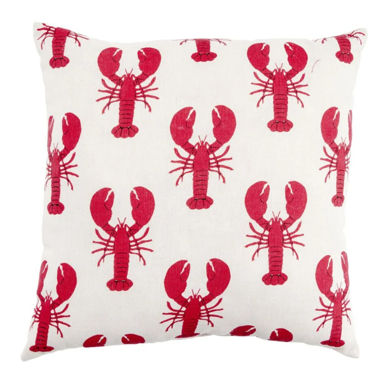 Coussin carré beige motif homard 40x40cm