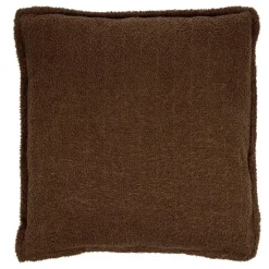 Coussin carré bouclette uni 60x60cm (2 modèles rouge ou marron)