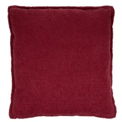 Coussin carré bouclette uni 60x60cm (2 modèles rouge ou marron)