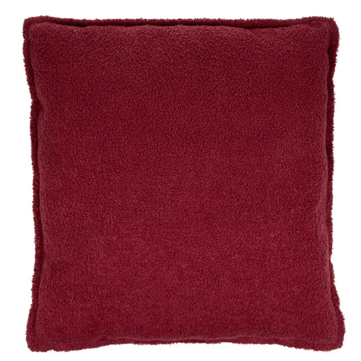 Coussin carré bouclette uni 60x60cm (2 modèles rouge ou marron)
