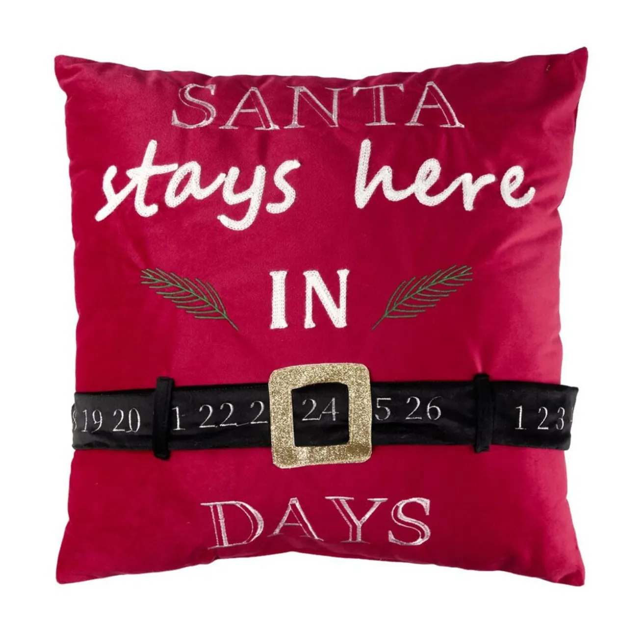 Coussin carré calendrier de l'Avent L45X45XH10 cm polyester rouge