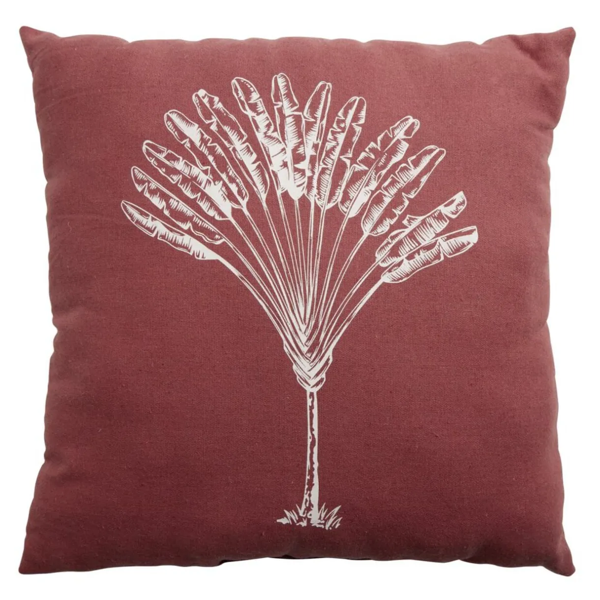 Coussin carré déperlant rouge motif palmier blanc 40x40cm < Gifi New