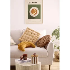 Coussin carré forme biscuit au beurre marron 40x40cm < Gifi