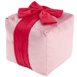 Coussin carré forme cadeau de Noël ruban polyester L20X20XH20 cm (2 modèles vert ou rose) < Gifi New