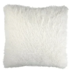 Coussin carré imitation fourrure poils longs L45X45Xép.8 cm blanc < Gifi Discount