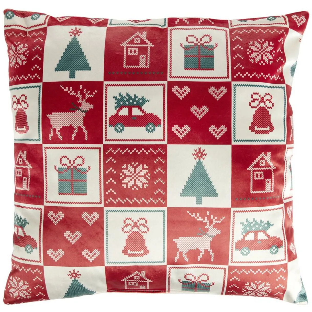 Coussin carré imitation velours imprimé Noël L45X45XH10 cm (4 modèles) < Gifi Discount