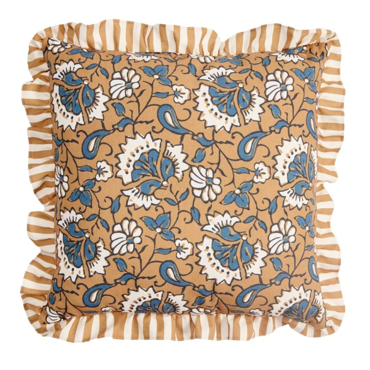 Coussin carré Indie imprimé contour à volants 45x45cm (2 modèles) < Gifi Sale