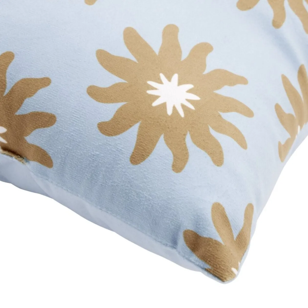 Coussin carré Indie motif soleil 40x40cm (2 modèles rose ou bleu)