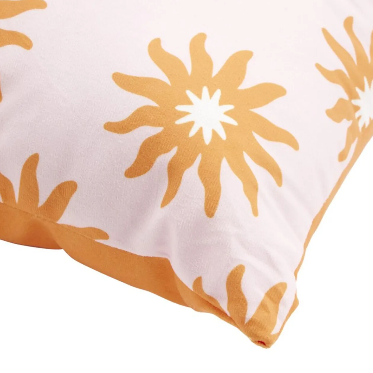 Coussin carré Indie motif soleil 40x40cm (2 modèles rose ou bleu)