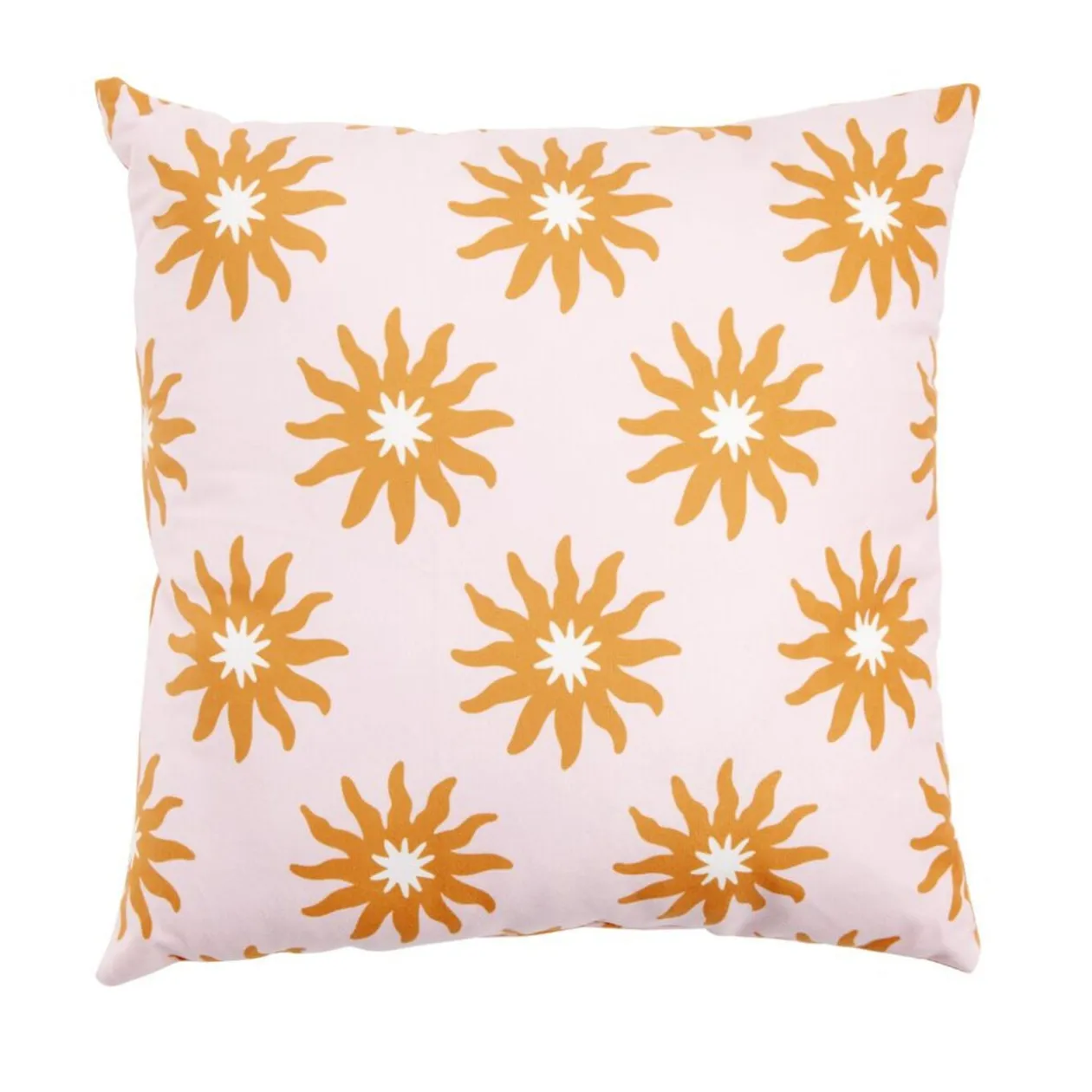 Coussin carré Indie motif soleil 40x40cm (2 modèles rose ou bleu)