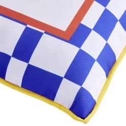 Coussin carré inscription La Dolce Vita bleu et blanc 40x40cm