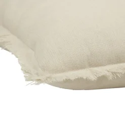 Coussin carré lin Indie contour à franges couleur unie 43x43cm (2 modèles)