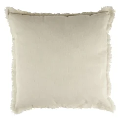 Coussin carré lin Indie contour à franges couleur unie 43x43cm (2 modèles)