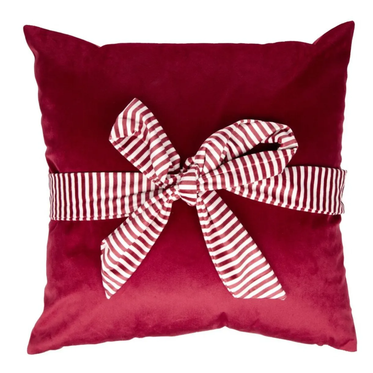Coussin carré paquet cadeau Noël avec noeud polyester L45X45 cm rouge < Gifi