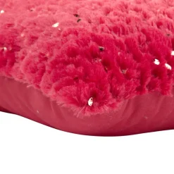 Coussin carré tissu pilou sequins polyester L43X43XH10 cm (2 modèles rouge ou vert)