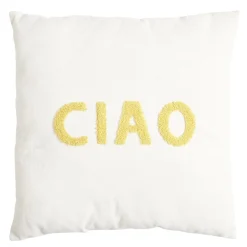 Coussin carré uni avec mot positif tissu en relief 40x40cm (4 modèles)