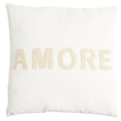 Coussin carré uni avec mot positif tissu en relief 40x40cm (4 modèles)