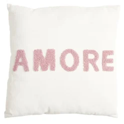 Coussin carré uni avec mot positif tissu en relief 40x40cm (4 modèles)
