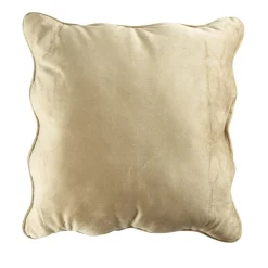 Coussin carré velours bords vague taupe 40x40cm