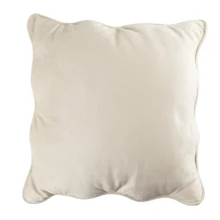 Coussin carré velours bords vague beige 40x40cm