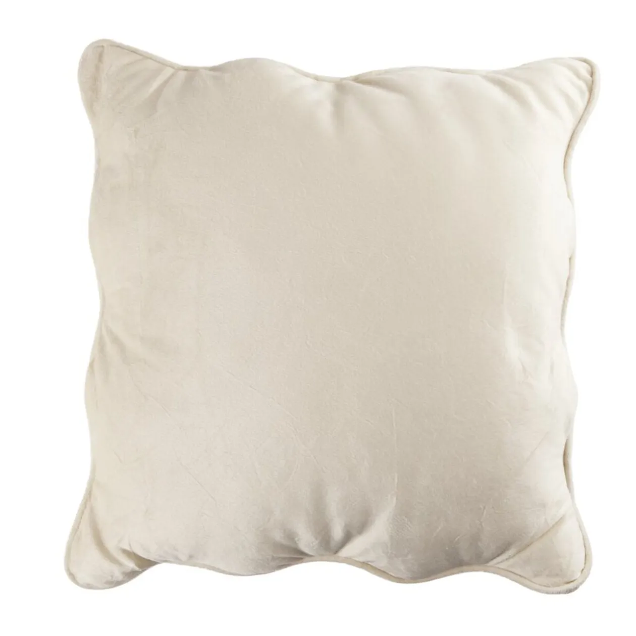 Coussin carré velours bords vague beige 40x40cm