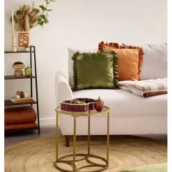 Coussin carré velours contour à volant 60x60cm (3 modèles) < Gifi Discount