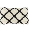 Coussin déco chevron tufté 30x50cm beige et noir