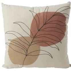 Coussin déco feuille 45x45cm beige et orange < Gifi Hot