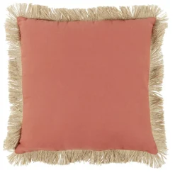 Coussin déco franges jute 45x45cm rouge