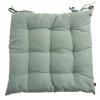 Coussin de chaise carré à nouettes polyester vert 38x38cm