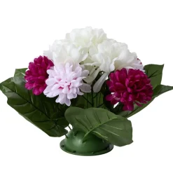 Coussin de fleur chrysanthèmes rose et blanc Ø30xH37cm