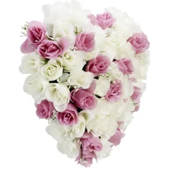 Coussin de fleurs forme coeur - Rose artificielle rose blanc < Gifi Online