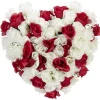 Coussin de fleurs forme coeur - Rose artificielle rouge blanc < Gifi New