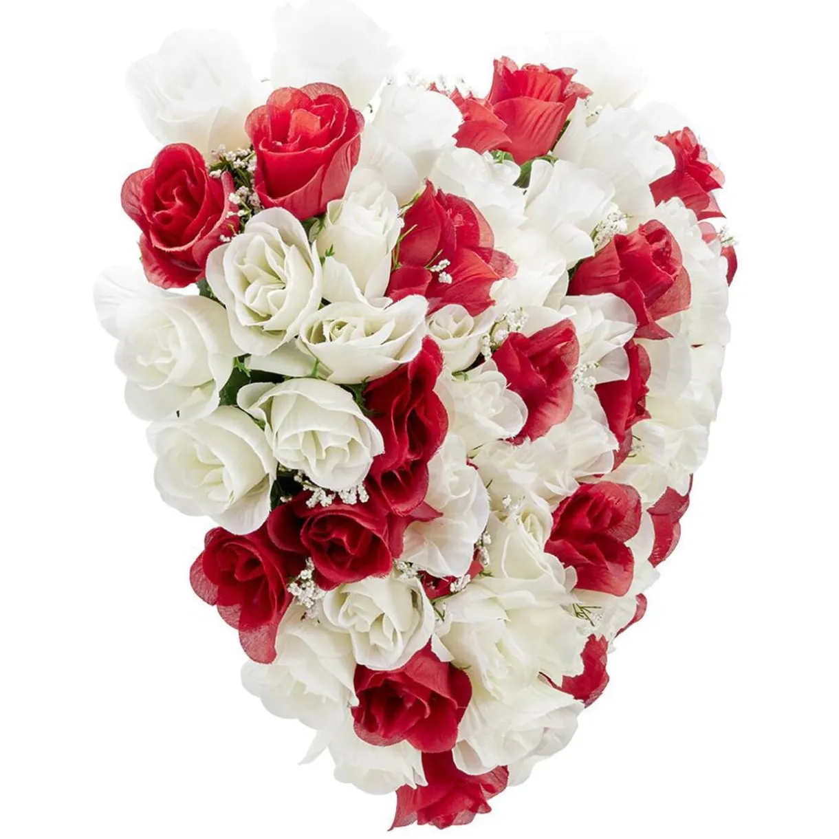 Coussin de fleurs forme coeur - Rose artificielle rouge blanc < Gifi New