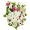 Coussin de fleurs forme coeur - Fleurs artificielles variées - Blanc