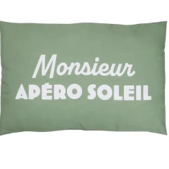 Coussin de jardin rectangulaire Monsieur apéro soleil vert et blanc 40x60cm < Gifi Clearance
