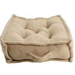 Coussin de sol carré bouclette beige 45x45cm