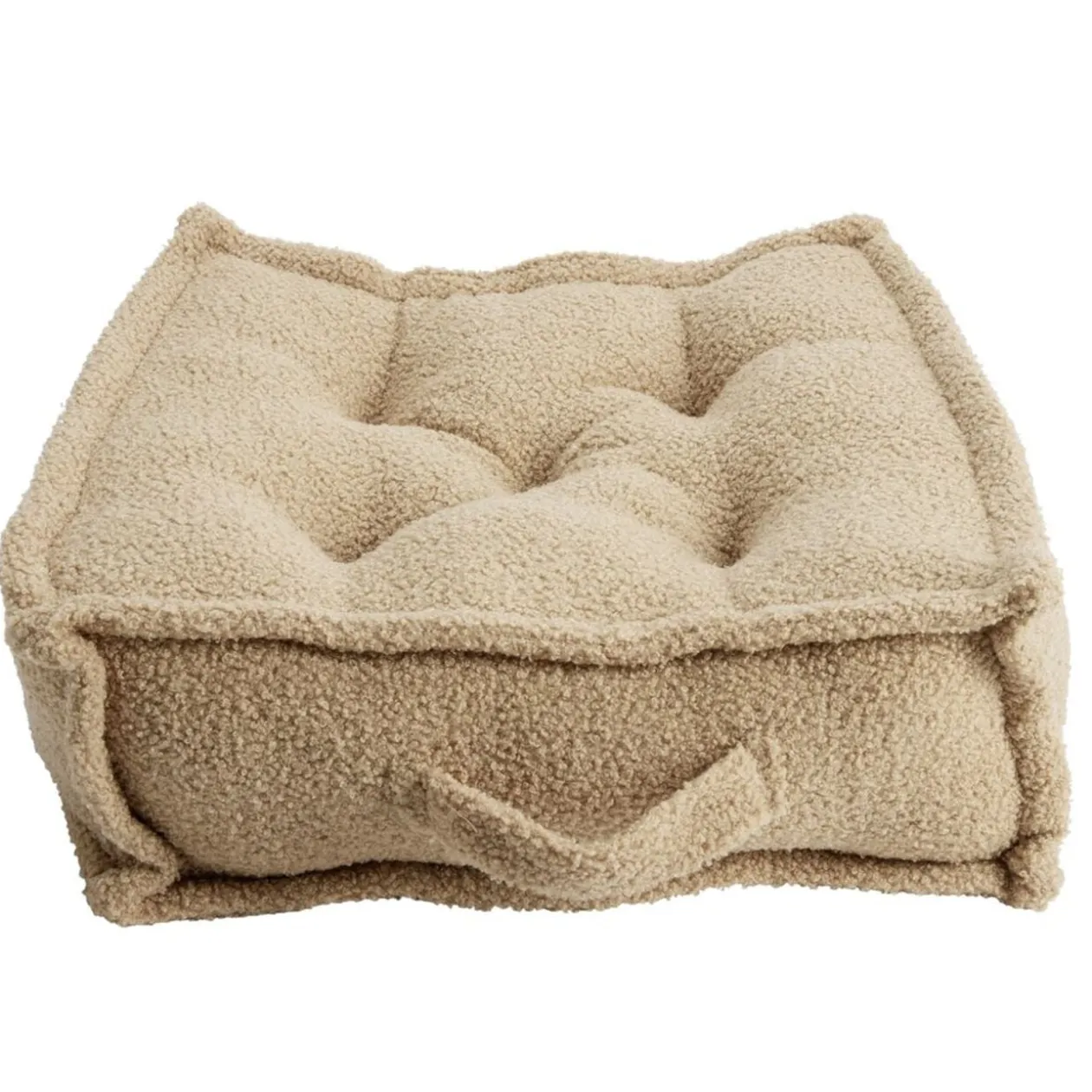 Coussin de sol carré bouclette beige 45x45cm
