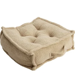 Coussin de sol carré bouclette beige 45x45cm